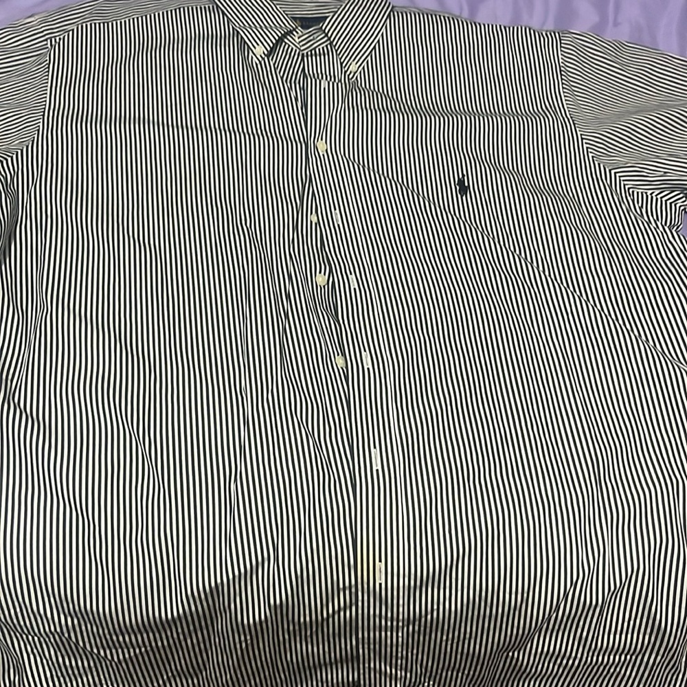 Black and white striped long sleeve shirt ,polo , Ralph Lauren